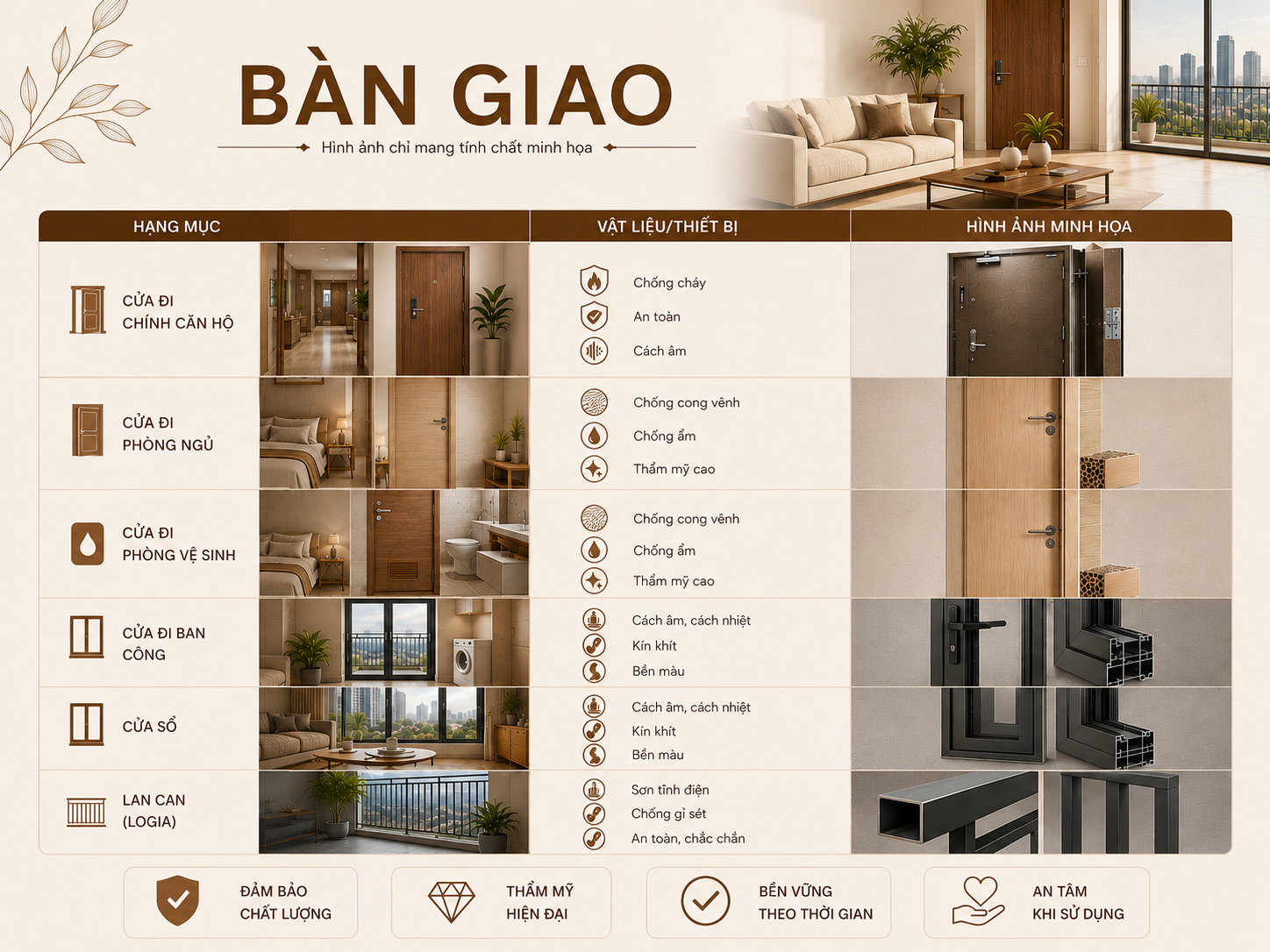 Bàn giao cửa đi thép chống cháy Marquee Homes