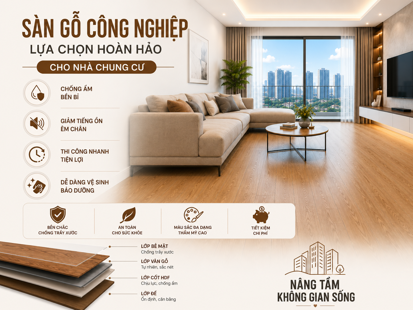 Bàn giao sàn gỗ công nghiệp Marquee Homes