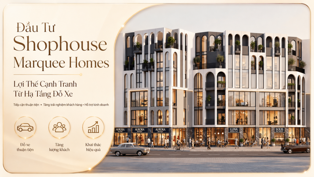 Marquee Homes | lợi thế vị trí bãi đỗ xe shophouse Marquee Homes