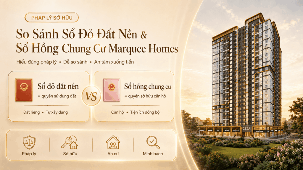 So Sánh Sổ Đỏ Đất Nền & Sổ Hồng Chung Cư Marquee Homes